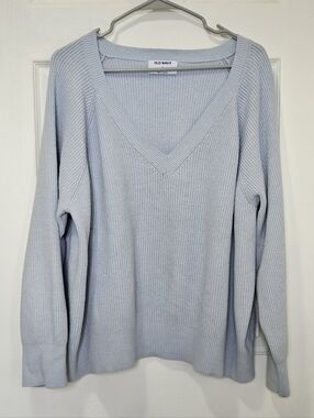 Old Navy Pale Blue V-Neck Ribbed Knit Sweater